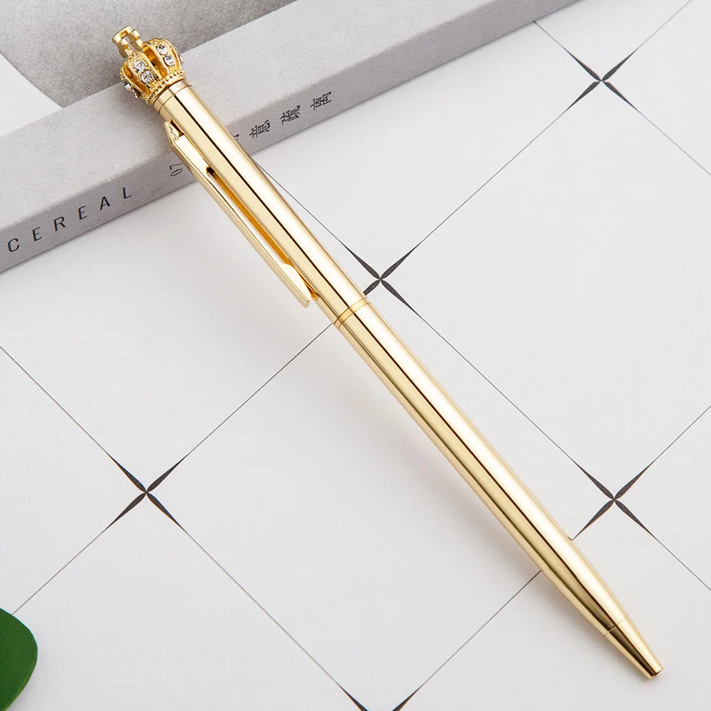 Шариковая ручка для письма Kawaii, прочная дизайнерская Корона, полезные офисные школьные принадлежности, канцелярские товары, металлическая шариковая ручка, 1,0 мм, портативная - Цвет: Gold