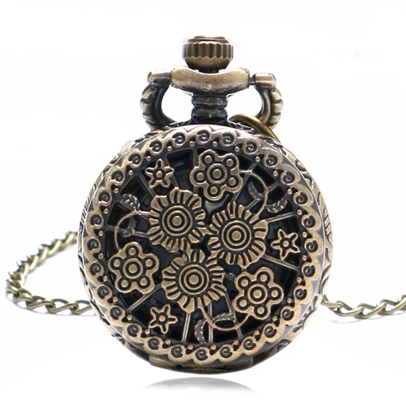 Fashion quartz antique pocket watch woman alice in wonderland rabbit cat women vintage fob watches retro 5