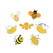 7 видов стилей желтые броши в виде пчел мультфильм муха насекомое животное эмалированные булавки джинсовые куртки воротник булавка шляпа значок модные украшения для детей Подарки