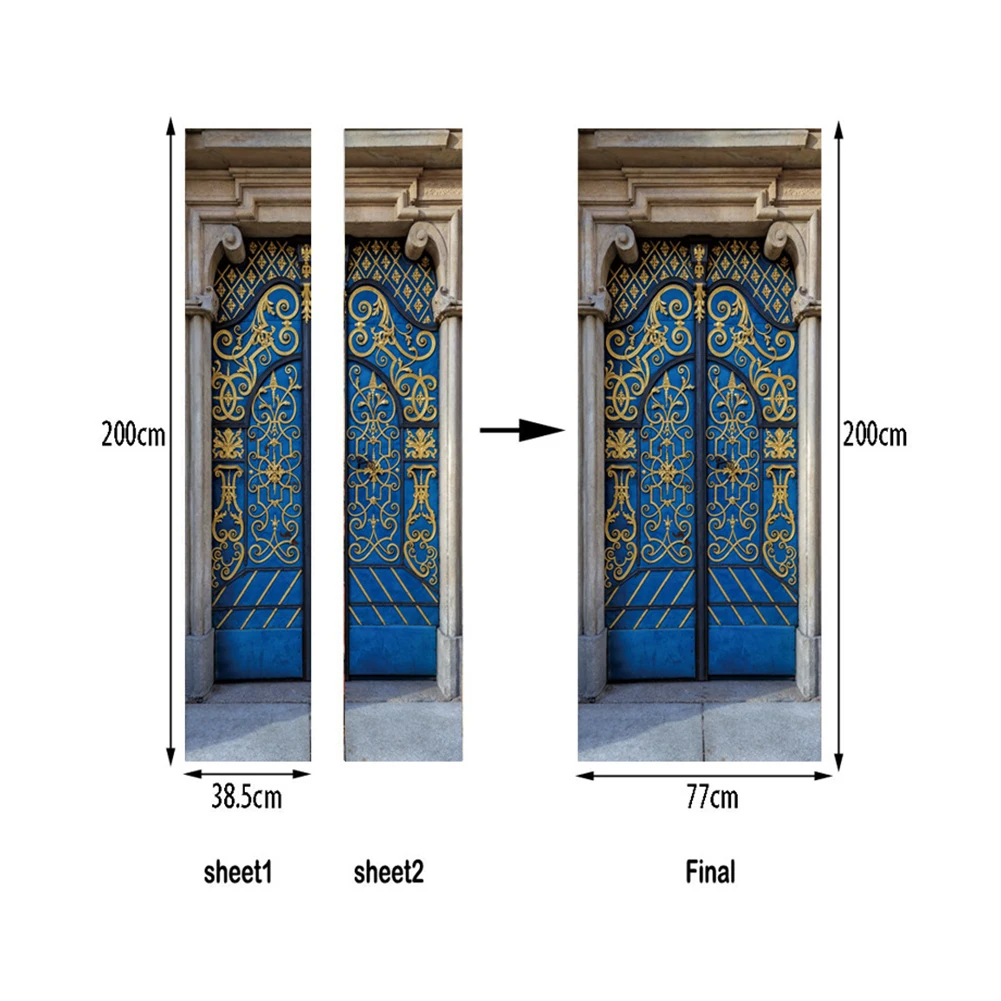 2 шт./компл. 3d мусульманские креативные двери стикер Арабский стиль деревянные, на выбор двери семья декоративные наклейки плакат с изображением двери