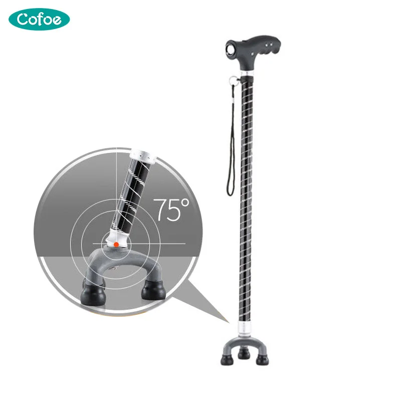 

Cofoe LED Ultralight Aluminium Tripod Cane Ctrutch Adjustable Portable Walking Stick Hiking Cane Anti-skip Telescopic Ctrutch