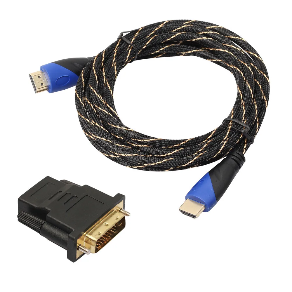 Braided HDMI Cable + DVI Adapter HD 3D for PS3 Xbox HDTV Meters 1080P DF 3M (1)