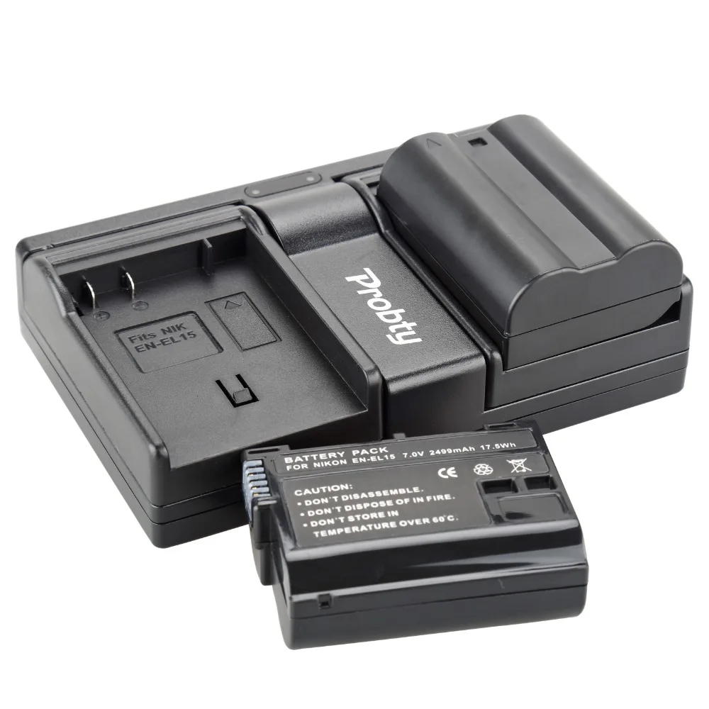 

2Pcs PROBTY EN-EL15 EN EL15 ENEL15 Battery + USB Dual Charger For Nikon D7000 D7100 D800 D800E D600 D610 D810 D7200 V1 Camera