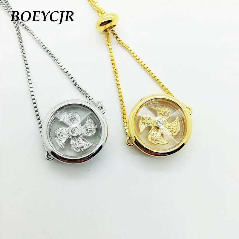 

BOEYCJR Novel Rotating windmill Gold color Lucky Braided Rope Energy Bangles & Bracelets for woman or man 2019