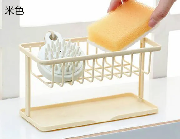 Beige Кухонная моющая тряпка для мытья посуды, Шариковая стойка для раковины, столешница с двойной губкой для хранения, сушилка для одежды WF3091417 - Цвет: Beige
