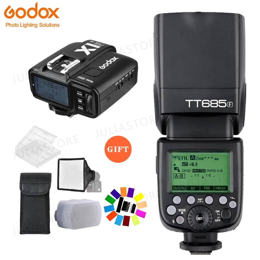 

Godox TT685F 2.4G HSS TTL GN60 Flash Speedlite+ X1T-F Trigger Transmitter Kit for Fuji X-Pro1/X-Pro2/X-T10/X-T20/X-T1/X-T2