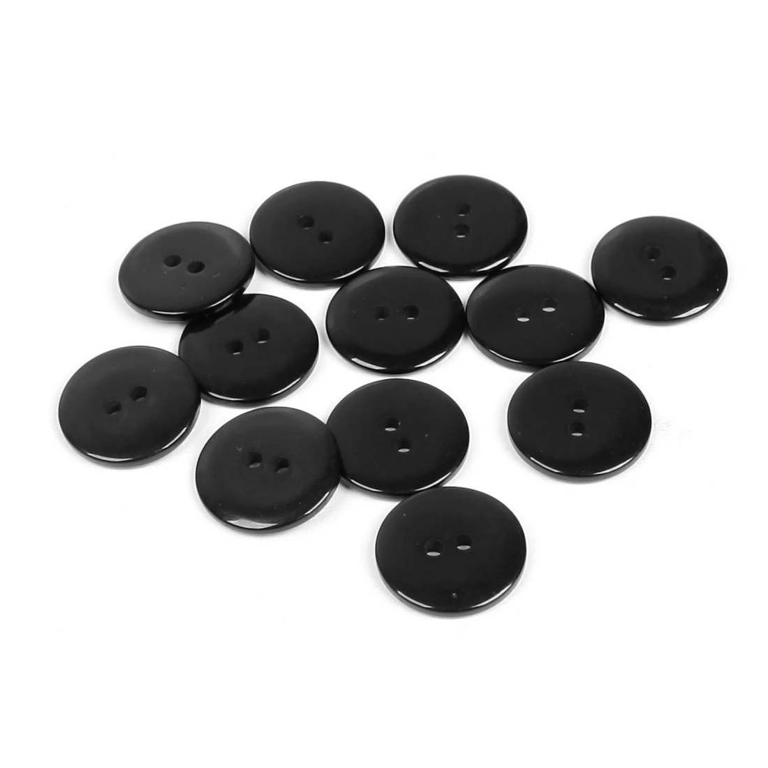 

Rounded Plastic 2 Holes Sewing Clothing Buttons Black 12 Pcs