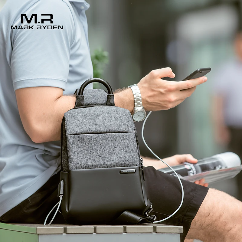 Mark Ryden Multifunction Sling Bag Men Bags Waterproof Crossbody Bag USB Charging Messengers Sling Bag Shoulder Bag Male