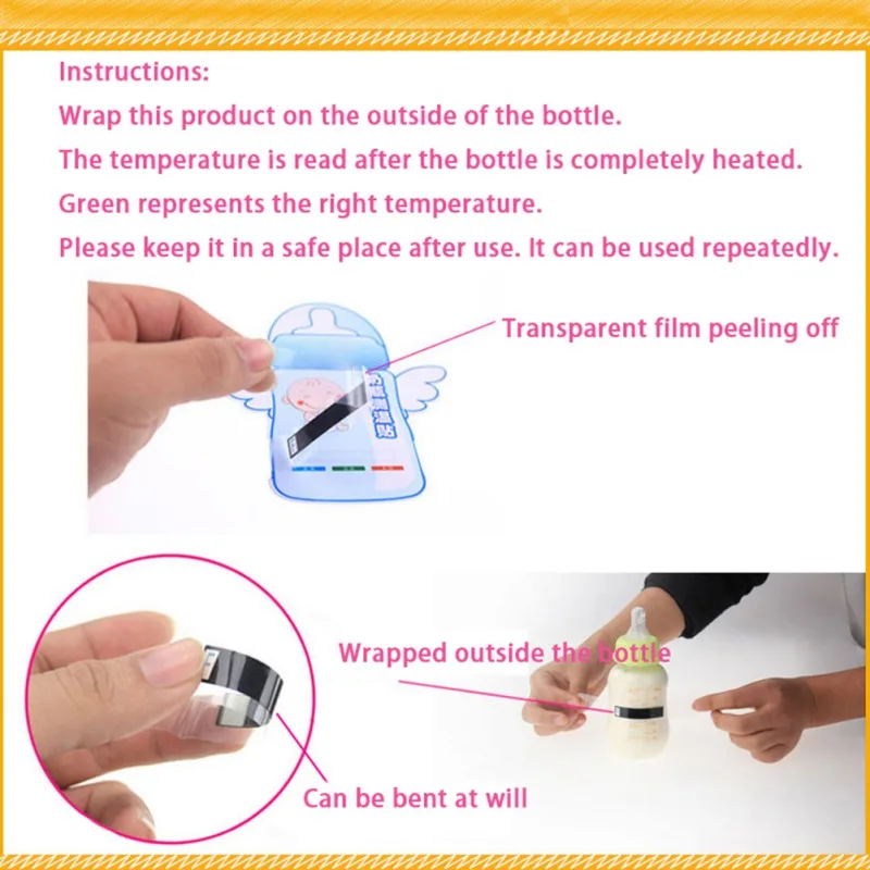 Термометр-полоска для измерения температуры бутылки молока для малышей, 5 шт., бумага, этикетка, измерительная карта температуры, детские термометры