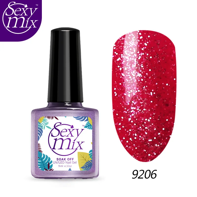 SEXYMIX Блеск УФ-гель для ногтей Полупостоянный розовый цвет светодиодный Гель-лак для ногтей замачиваемый долговечный УФ-гель лак 9 мл - Цвет: 9206