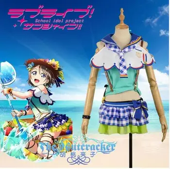 

Hot Anime Lovelive Watanabe You Cosplay Costumes Aqours Benko Awakening Lovely Lolita Dress Uniform Custom-Make Any Size