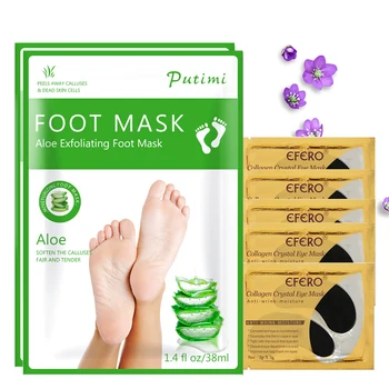 

6Packs/Set Feet Mask Exfoliating Foot Mask for Legs Heels Remove the Skin Foot Patch Collagen Eye Masks Patch Gel Eye Pads