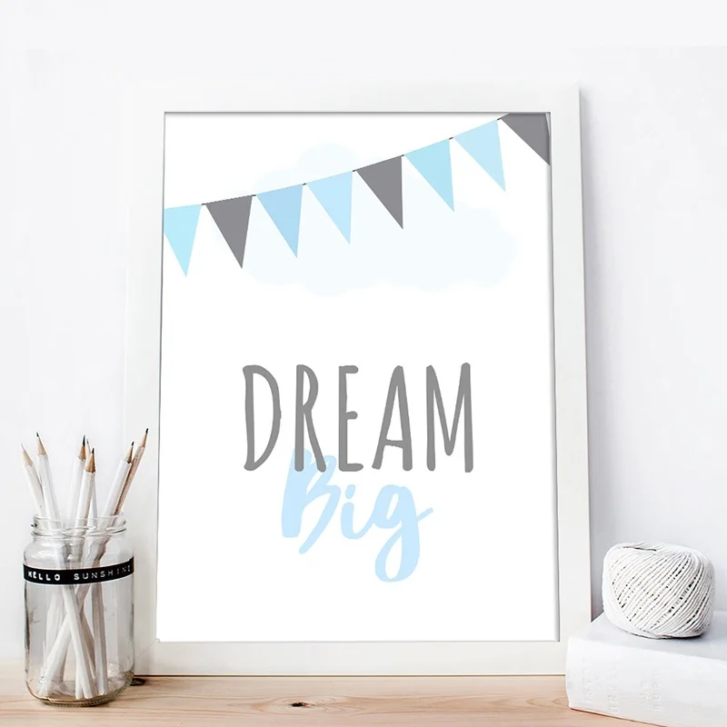 NDITB-Pink-Dream-Big-Stars-Canvas-Art-Poster-Nursery-Prints-Cartoon-Minimalist-Painting-Nordic-Boys-Girls(3)