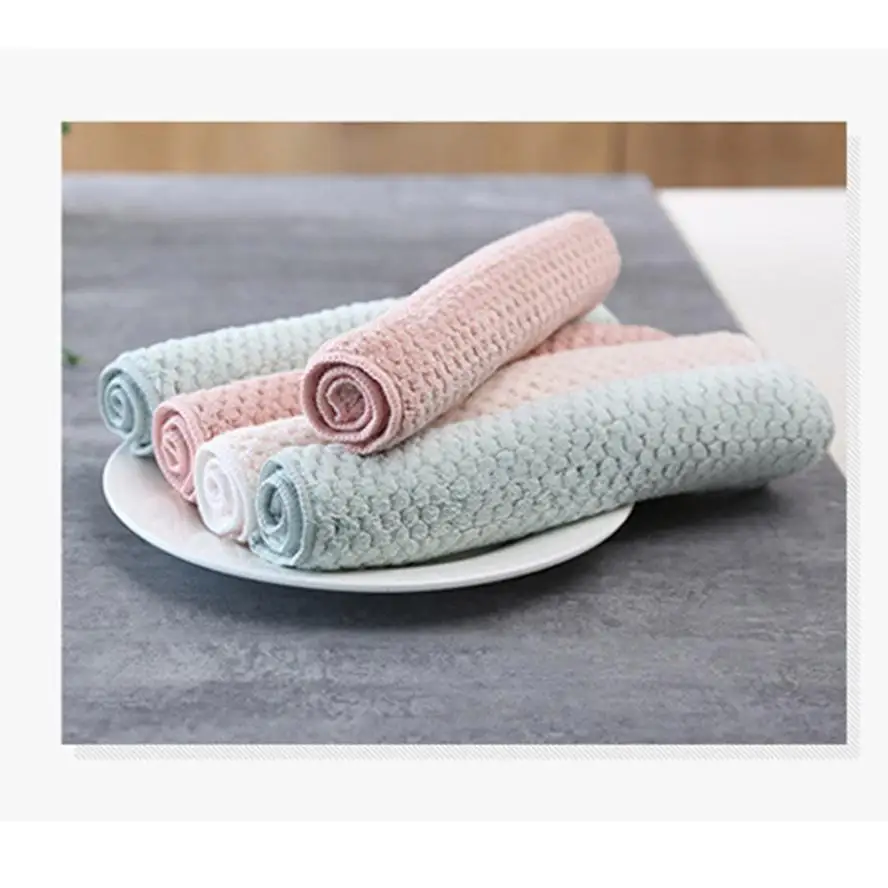 Aceite antiadherente terciopelo Coral colgando toallas de cocina Dishclout pano de limpieza gasa de limpieza 2sw0718