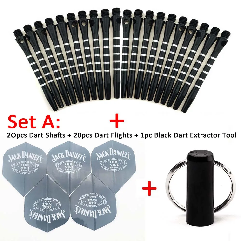 Dart Shaft Flight Tool Kit 20pcs 53mm 2BA Aluminum Darts Shaft Stems Shafts 4.5mm Thread+20pcs