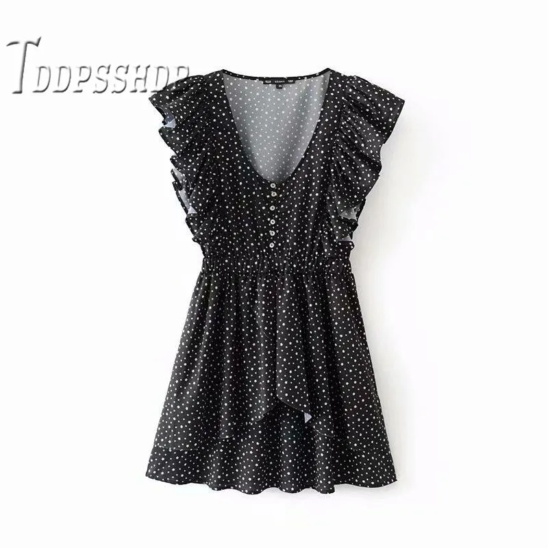 

2019 Ruffles V Neck Women Dress Summer Mini Fashion Female Dresses