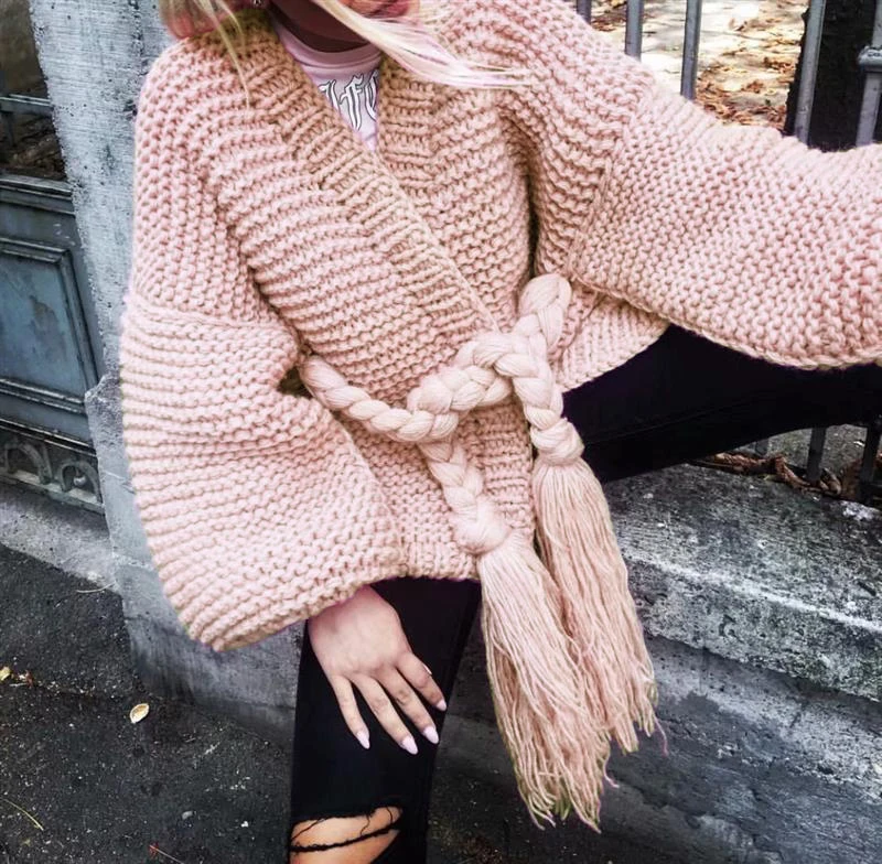 BOHO Вдохновленный женский вязанный кардиган свободные с бретельками и бахромой
