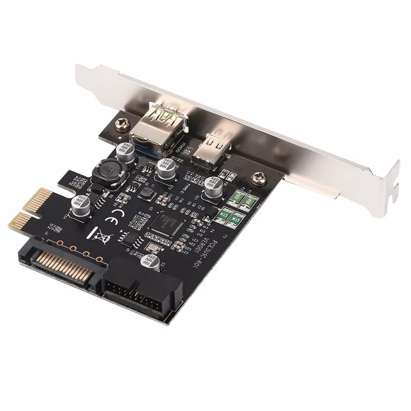 En-Labs USB 3,0 3 порта(type C+ 20 Pin внутренний) PCI-E Express Card w/2.4A Quick Charge usb-хаб адаптер контроллера для ПК