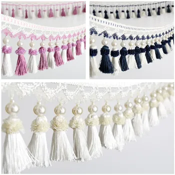 

11.5 meter/lots lace trims Luxury Crystal Pearl Strawberry Curtains Decoration Tassel Hangerspike Table flag lace trims N142