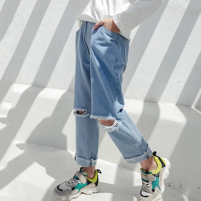 Ripped Jeans For Girls 2019 Children's Jeans New Fashion Spring Clothes