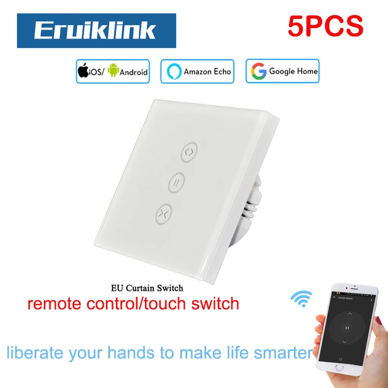 

5PCS EU Standard Curtain Switch For Roller Motor With 4Wires Work with Google Home Assistant Alexa Echo Support Wifi APP Control