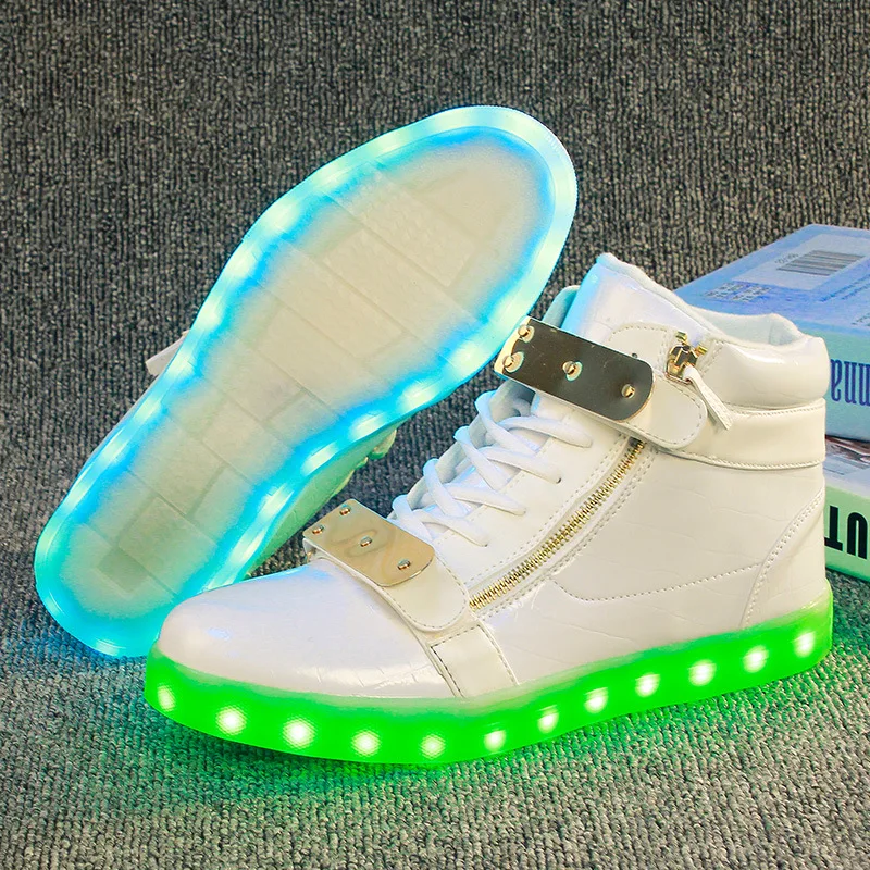 

women shoes Men USB Charging High Top LED Light Shoes 7 Colors Flashing Casual Glowing Light up Shoes for Adults plus size 46