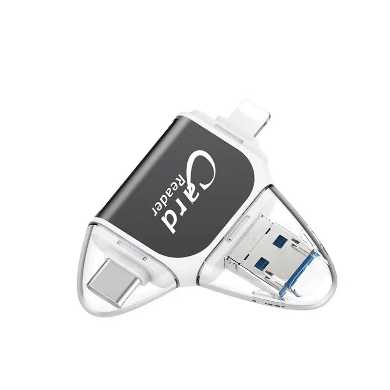 4 в 1 OTG картридер Micro USB C карт памяти Micro SD адаптер TF Card Reader для iPhone X 6 7 8 samsung S8 телефона Android