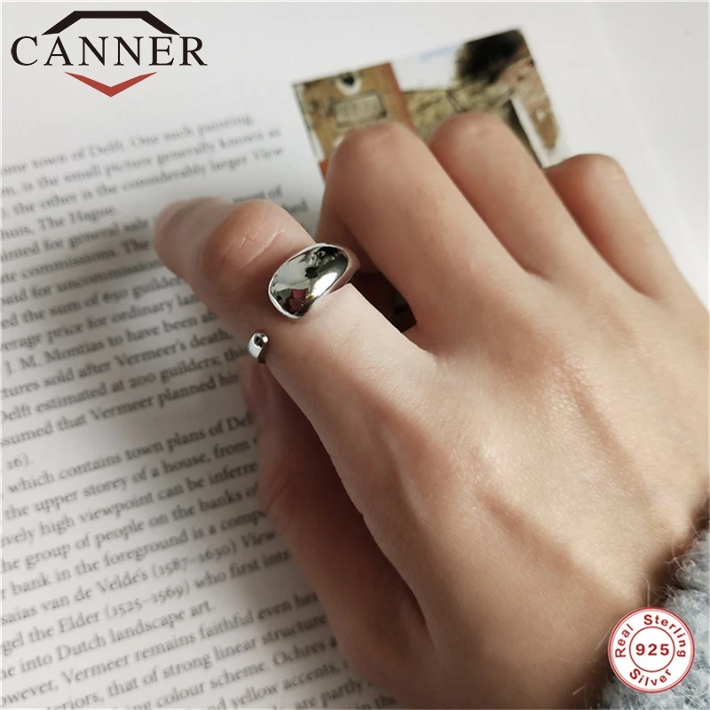 CANNER Resizable 925 Silver Rings Fashion Water Drop Punk Geometric Ring Opening Real Sterling for Men Women FO | Украшения и