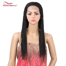 18-22 дюймов черный ящик коса парик Тепло Resisant Синтетический Плетеный Синтетические волосы на кружеве парик для Для женщин Золотой Красота