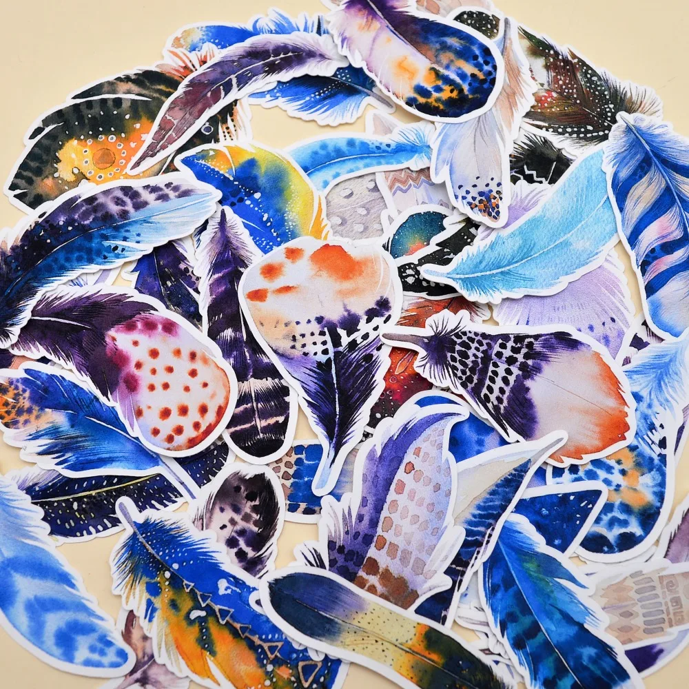 

44pcs Colorful Romantic Dream Feather sticker Diary Notebook Planner / Handbook DIY letter thin Paper Sticker