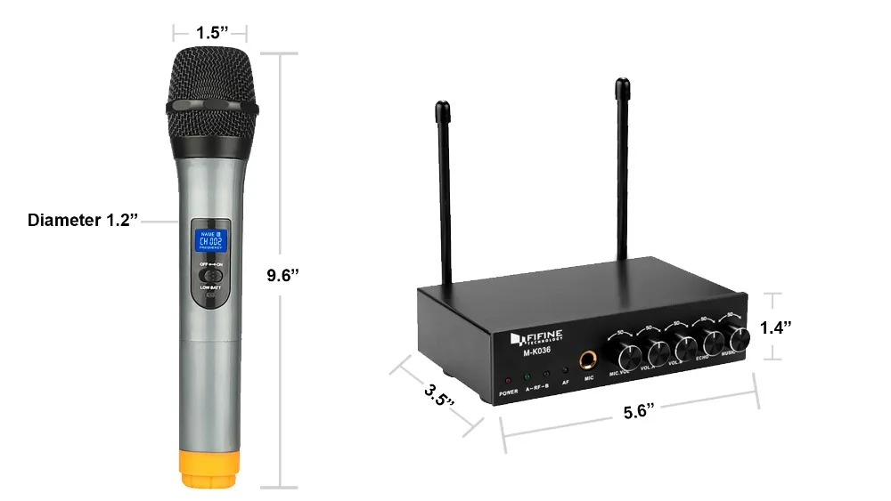 Portátil sem Fio Fácil de Usar Sistema de Microfone sem Fio Fifine Duplo Canal Microfone Karaoke K036 Uhf - Image 5