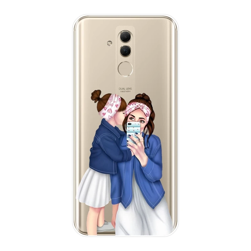 Чехол для телефона Huawei Mate 9 10 20 Pro мама ребенок Женщины Черный девушка любовь чехол