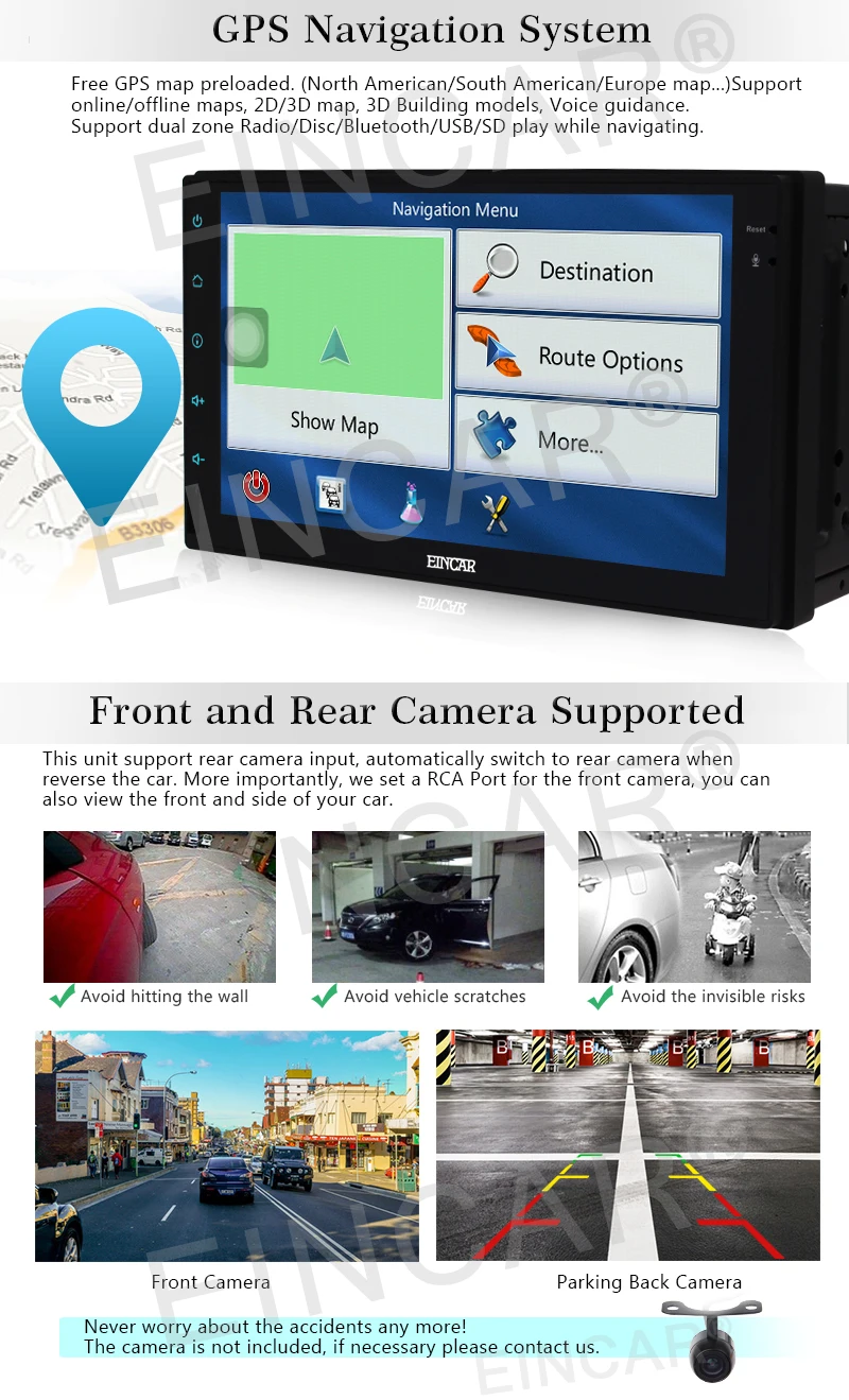 Android 6.0 Car auto radio NO DVD Player Auto Radio Video 1080P Multimedia Player 7'' Double din GP