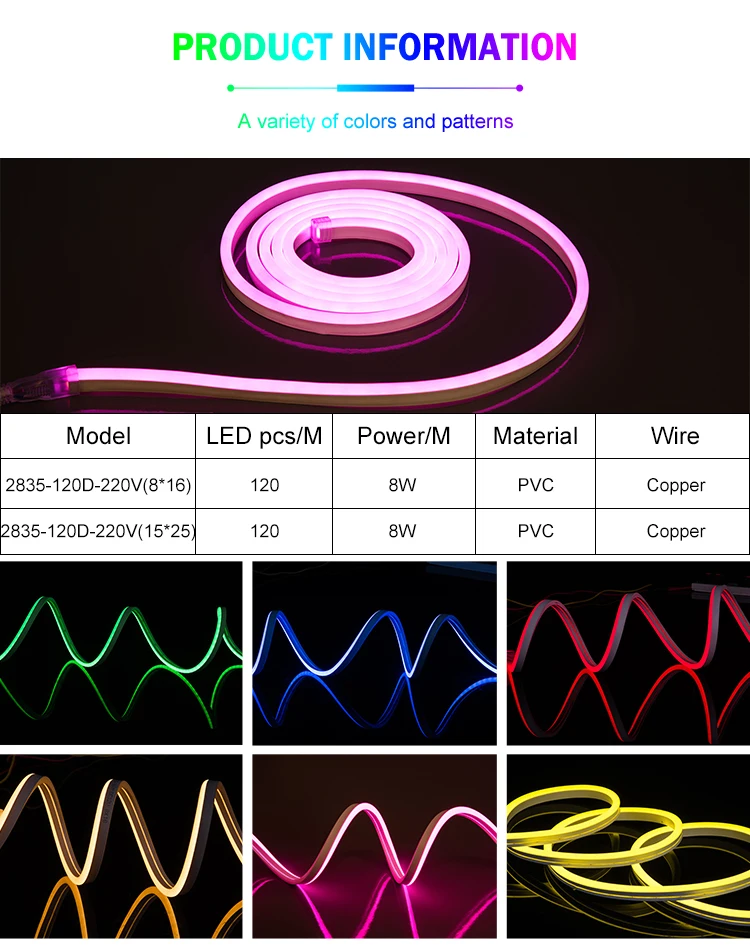 New produce outdoor decoration SMD 2835 220v IP65 waterproof led neon flex light
