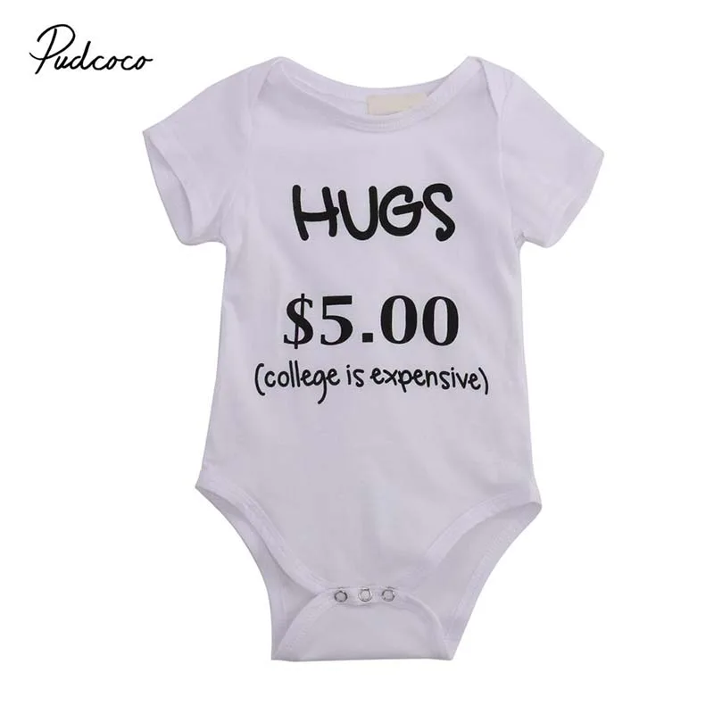 Baby Cotton Bodysuits Humorous Letter Infant New Born Outfits 0-24M Clothing New