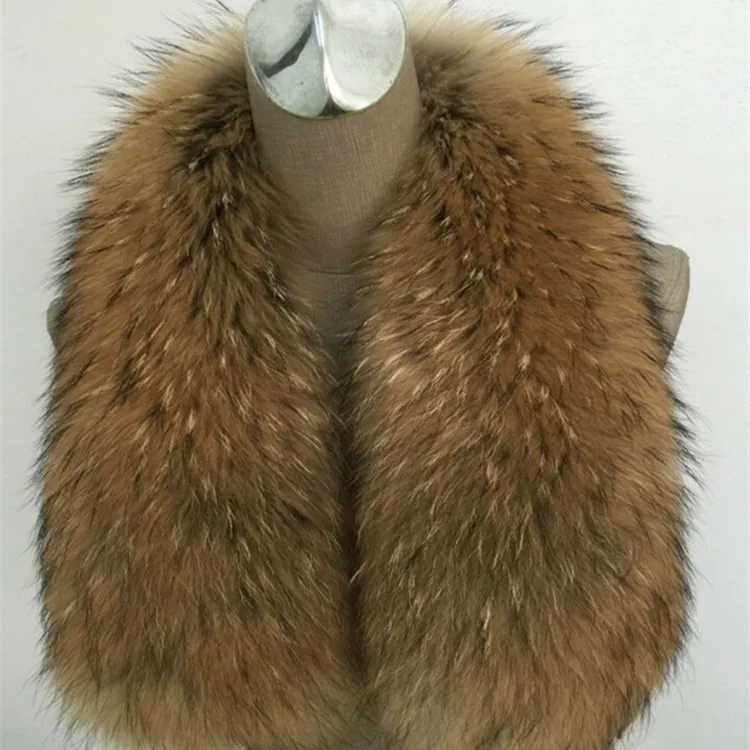 Fashion New Arrvial Winter Warm Real Fur Collar Scarves Genuine Raccoon Fur Scarf Trim of Down Coat Fur Strip Wrap Necks