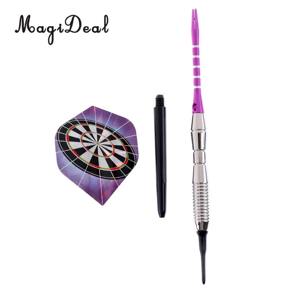 MagiDeal 3 Pieces Professional Soft Tip Darts Electronic Darts Iron Barrels, Aluminum Alloy and Nylon Shafts, PET Flights