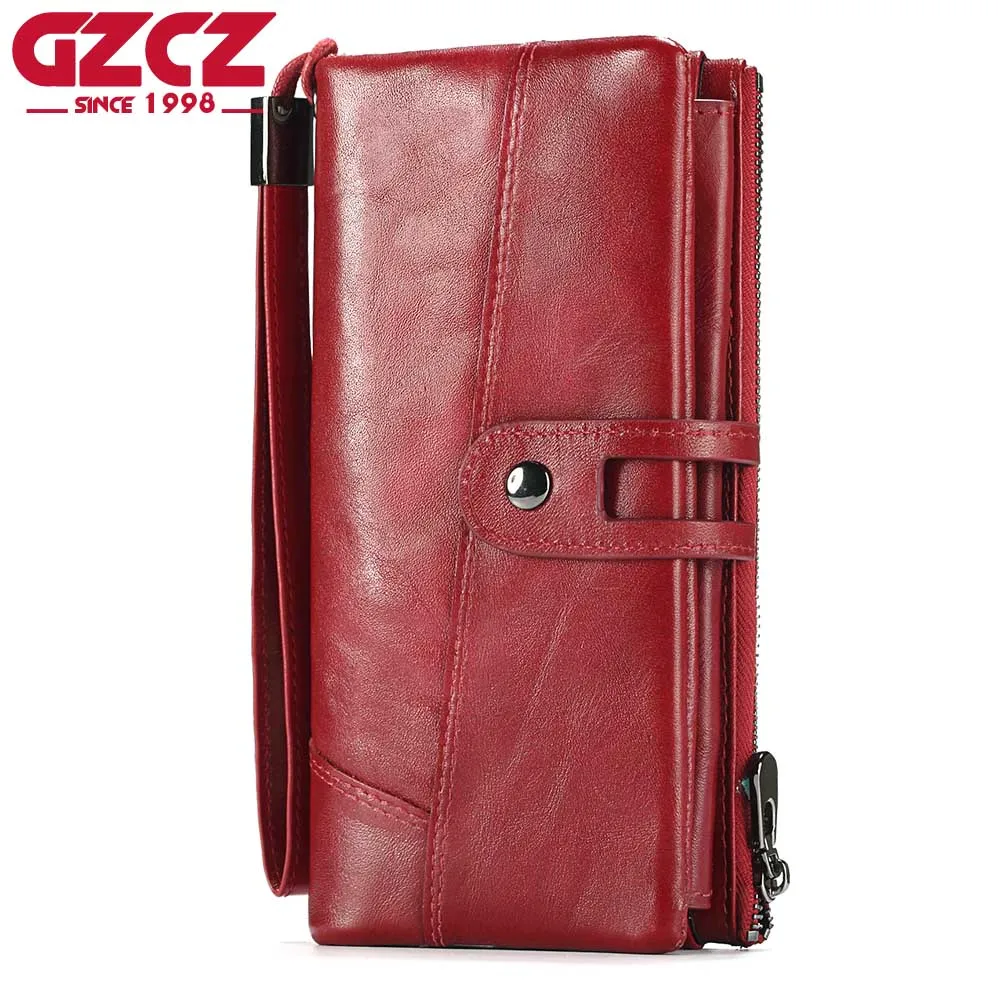 

Genuine Leather Women Wallet Female Long Clutch Lady Walet Zipper Style Portomonee Rfid Luxury Brand Money Bag Coin Purse