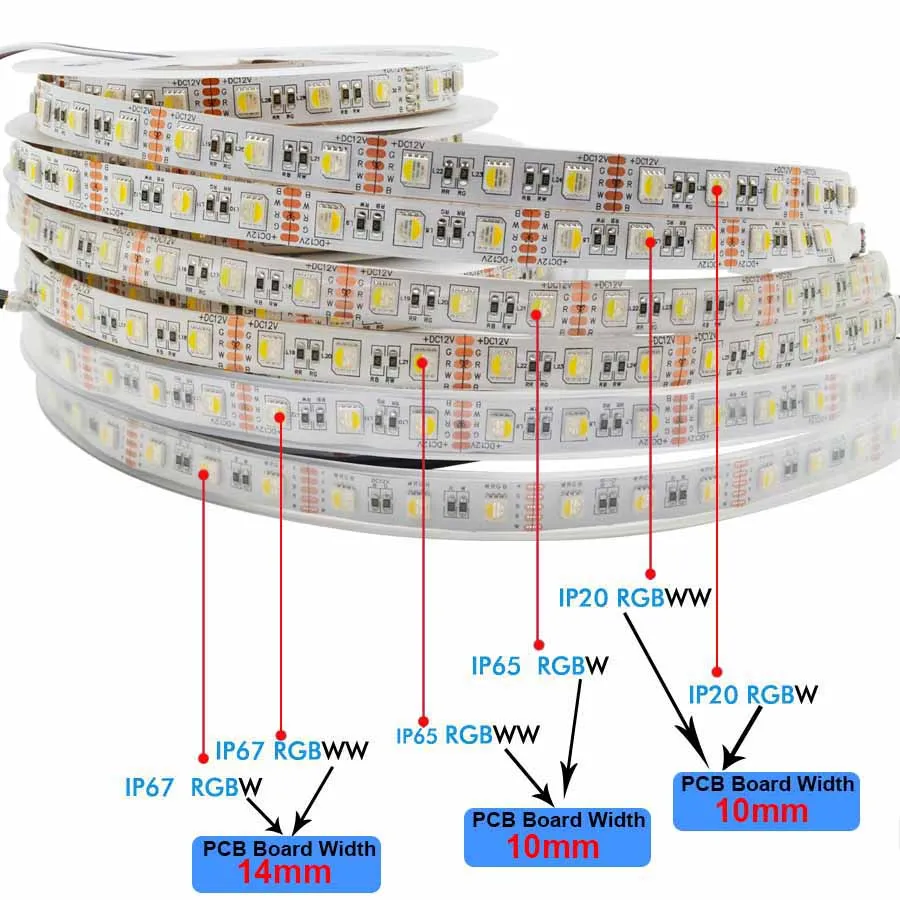 DC12V 5 м Светодиодные ленты SMD5050 4 в 1 светодио дный чип RGBW RGBWW Водонепроницаемый гибкие светодио дный света 60 светодио дный/m крытый Открытый