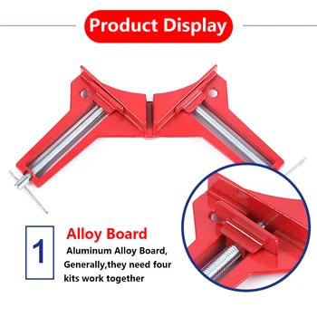 

Woodworking Tool 4pcs 90 Degree Right Angle Picture Frame Corner Clamp Holder Aluminium Alloy Angle Clamps Photo Clip Tool