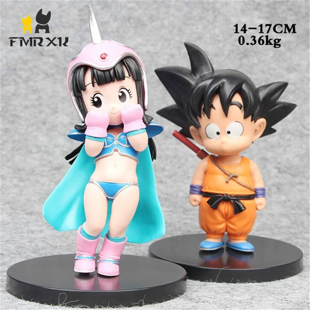 

FMRXK 14-17cm 2Pcs/set Dragon Ball Z Figure Children Son Goku Chichi PVC Action Figure Anime Collection Model Toys Dolls