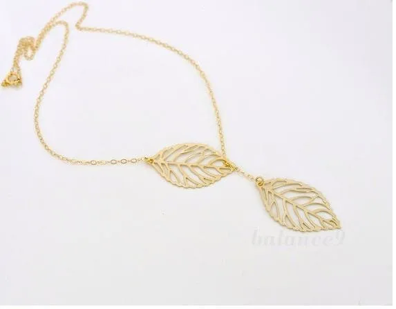 Фомальгаут Простой полый двойной лист золотого цвета Фатима бар ожерелье подвеска в виде длинной полоски Ожерелье для женщин ювелирные изделия XJ-02