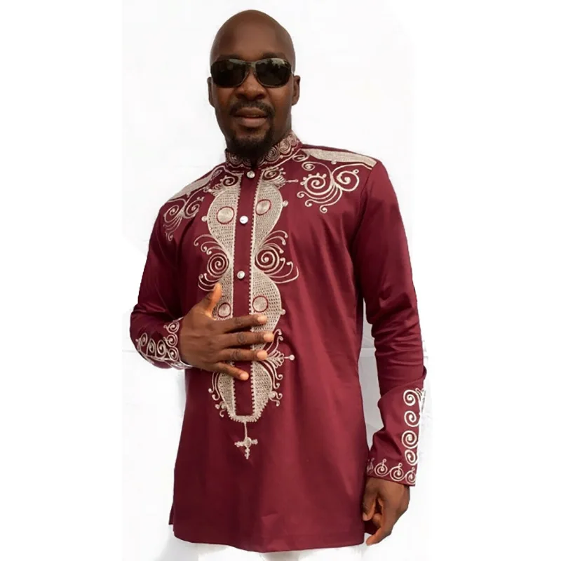 riche африканская одежда для мужчин рубашка Дашики - Цвет: Красный