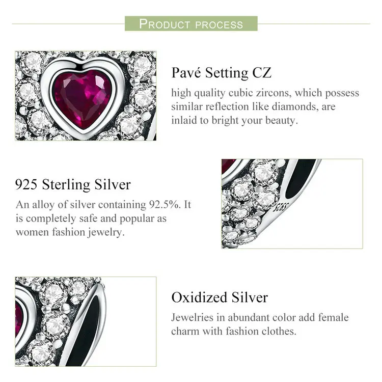 WOSTU Лидер продаж 925 пробы серебро сверкающие с фианитами, в форме сердца, Очаровательные бусы, подходят к оригинальному браслету, авторские украшения FIC795
