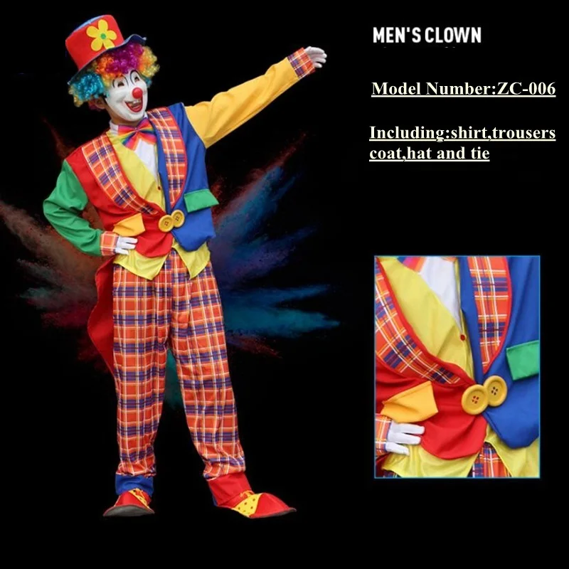 Бесплатная доставка разнообразие Смешной клоун Cospaly Костюм Человек Взрослый