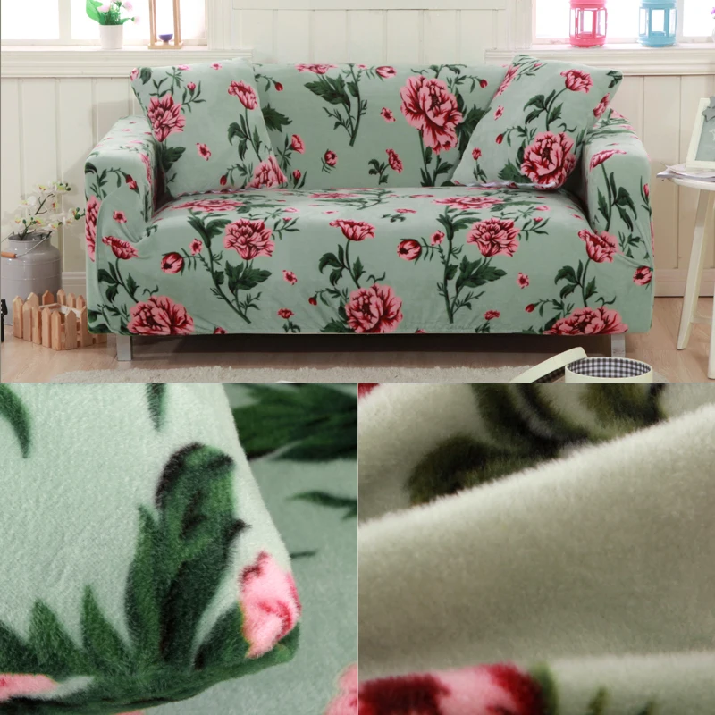 

floral Plush fabirc Sofa cover 1/2/3/4 seater thick Slipcover couch covers stretch elastic cheap sofa covers Towel velvet winter