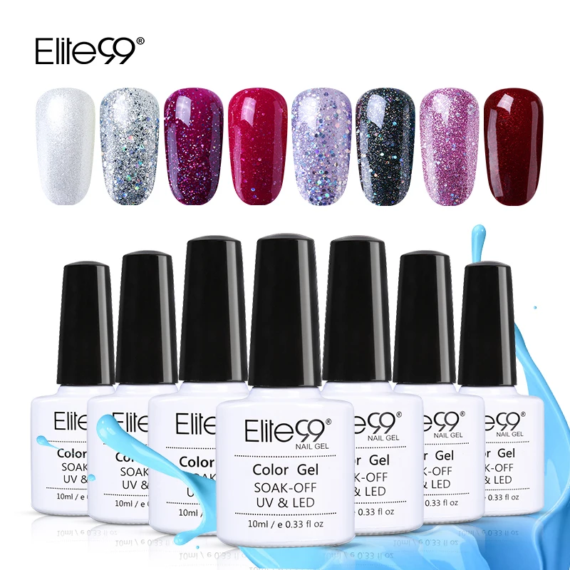 

Elite99 10ml Yellow/Pearl Glitter Gel Nail Polish Soak Off UV Gel Base Top Coat Led Lamp Cured Long Lasting Art Varnish 24pc/lot