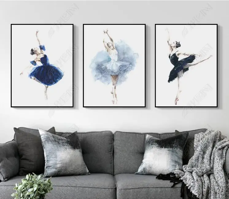 

HD Printed Classical Ballet Dancer Dancing Girls Oil Painting On Canvas Kids Room School Dance Studio Wall Decor Unframed