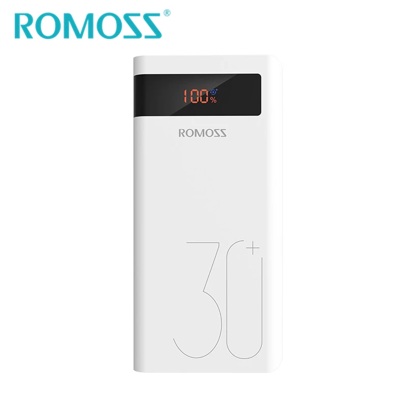 ROMOSS Sense8P+ power Bank 30000 мАч 18 Вт QC3.0 Внешняя батарея резервного питания Поддержка типа c Двусторонняя Быстрая зарядка с светодиодный дисплеем