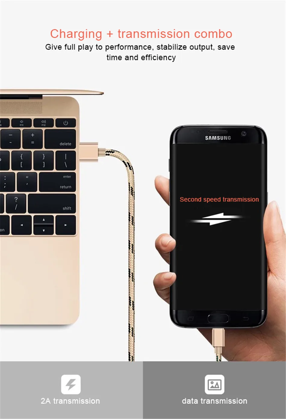 NOHON Nylon USB Cable Android For Samsung Galaxy S7 S6 Edge Huawei Xiaomi 4 Micro USB Charger Data Sync Cable 2.4A Fast Charging (9)